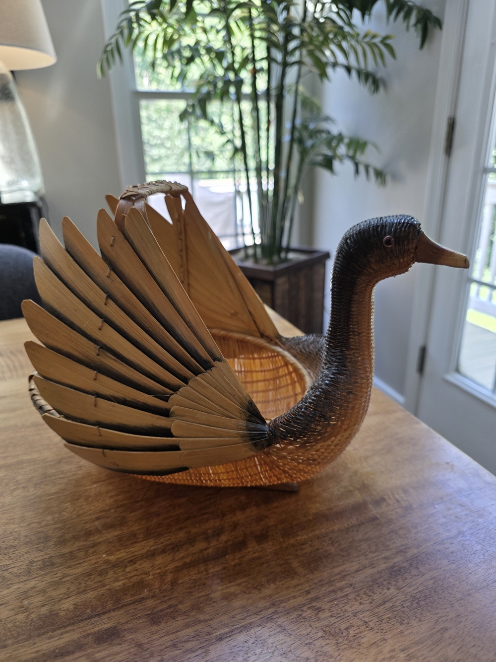 Vintage Shanghai Zhejiang Bamboo Duck Basket